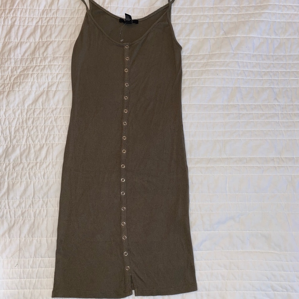 Olive Green Snap mini dress